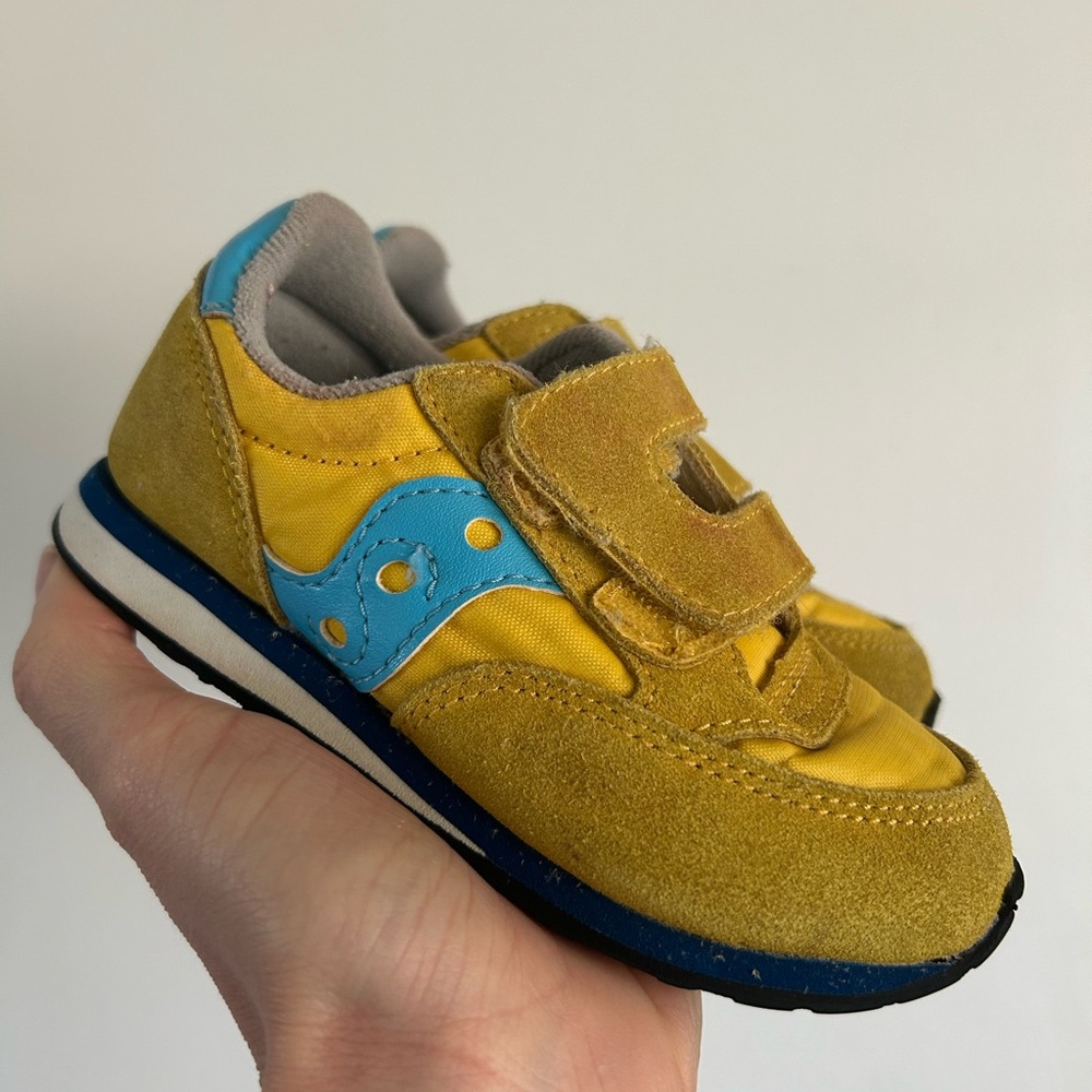 Saucony Yellow & Blue Kids Velcro Sneakers